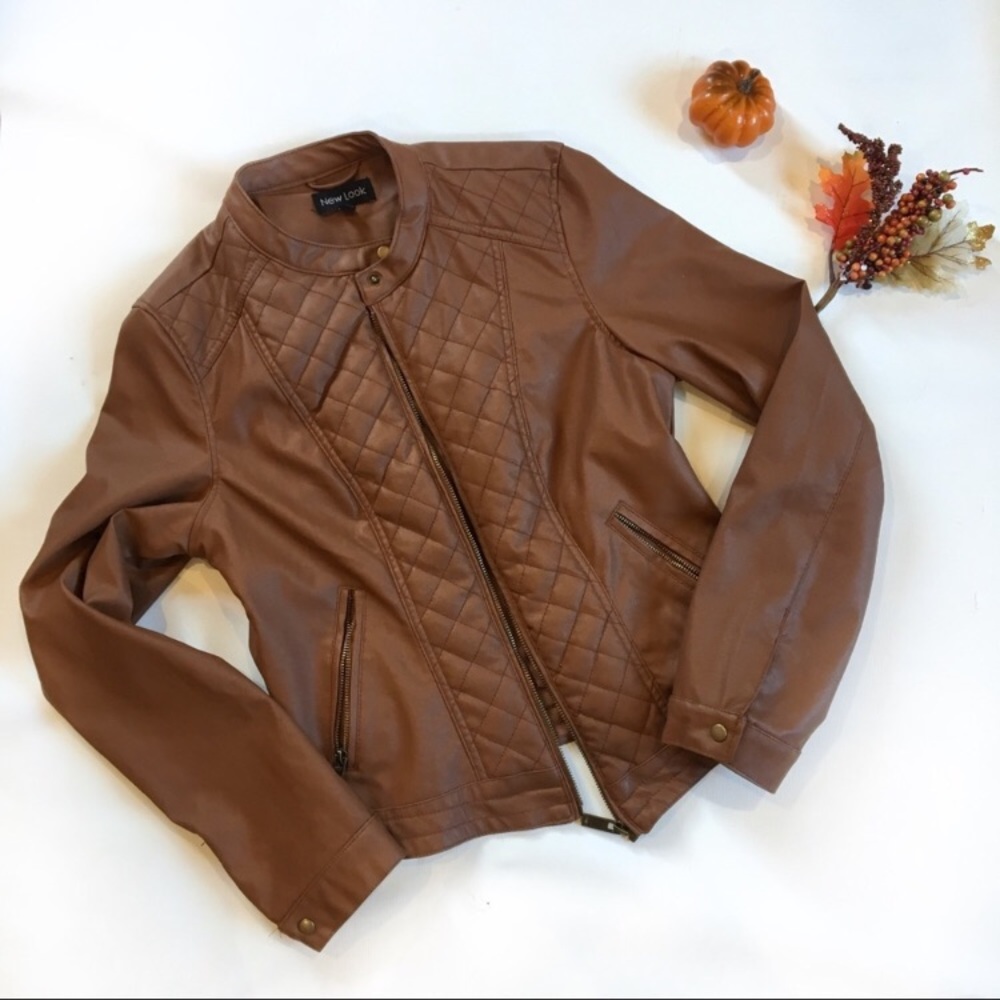 NWOT Tan faux leather jacket